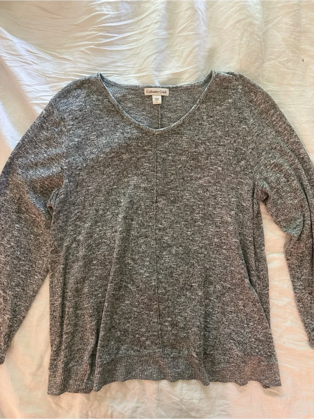 Coldwater Creek Heather Gray V-Neck Pullover